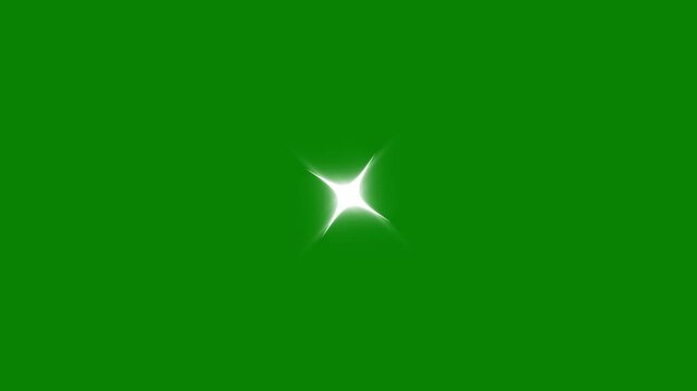 Twinkling star motion graphics 4k loop white cartoon doodle blinking starlets, glittering line sparkle, comic manga pop up flashes, shining festive fx overlay with green screen alpha