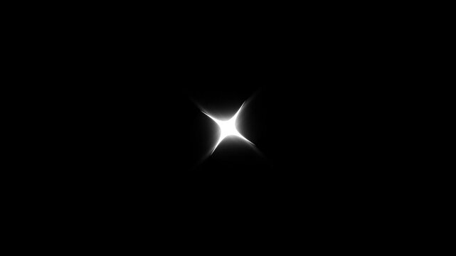 Twinkling star motion graphics 4k loop white cartoon doodle blinking starlets, glittering line sparkle, comic manga pop up flashes, shining festive fx overlay with black screen alpha