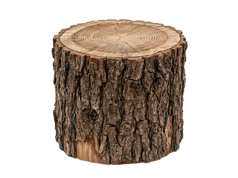 Rustic Wooden Tree Stump Isolated