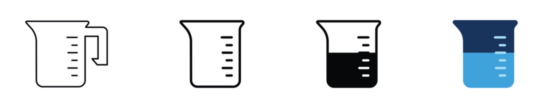Measuring beaker cup chemistry laboratory icon, vector illustration