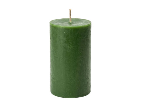 Unlit Green Pillar Candle Isolated