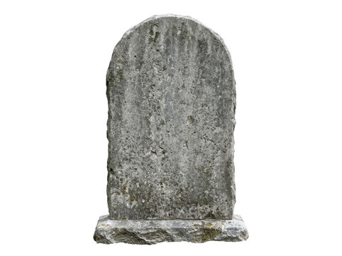 Weathered Stone Tombstone Isolated