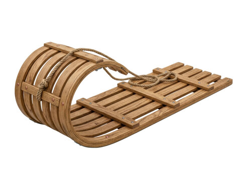 Classic Wooden Sled Isolated on White