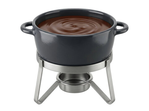 Dark Chocolate Fondue Pot Isolated