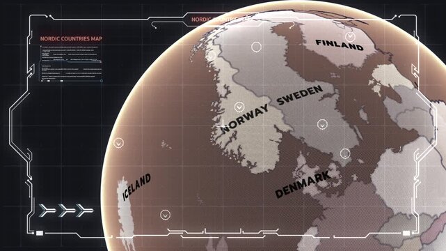The Nordic countries map, Nordic countries,  Denmark, Finland, Iceland, Norway, and Sweden
