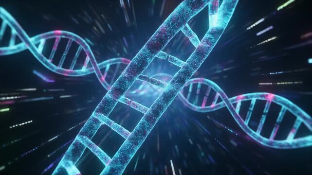 3D DNA Helix Structure, Science and Biology Concept, Genetic Code