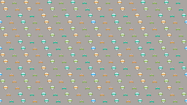 Seamless pattern of shields and crowns