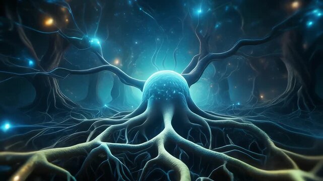 Abstract Neural Network  Brain Synapses, AI, Science, Technology, Deep Learning Concept