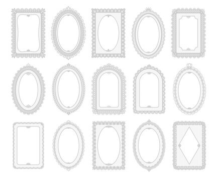 Frame Set Vintage Ornamental Line Art