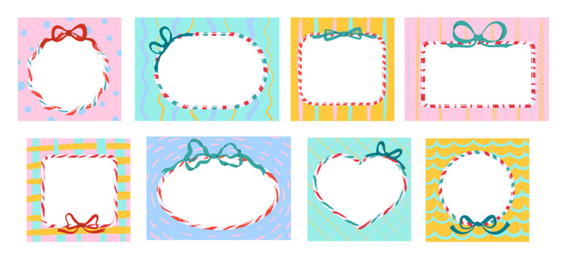 Frames With Bows Set Cartoon