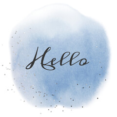 Black hello calligraphy png on pastel blue © Rawpixel.com