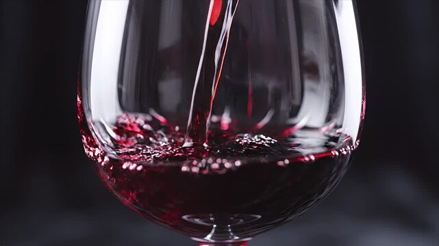 Luxury Red Wine Pouring into Elegant Glass in Slow Motion