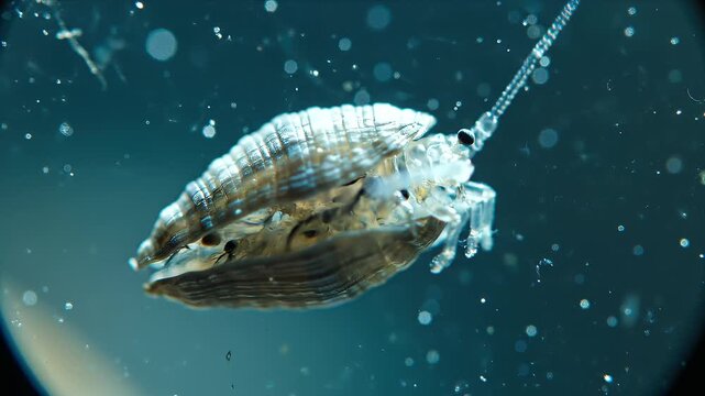 Detailed Macro View of a Tiny Aquatic Crustacean Organism