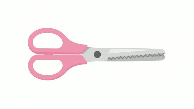 Scissors featuring pink handles and decorative blades are isolated on a white background for various craft projects and creative stationery needs.