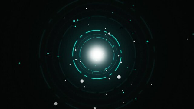Cyan HUD reticle glowing energy core seamless loop motion background