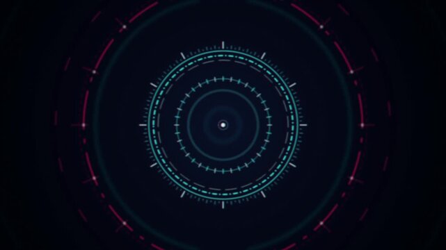 Sci fi HUD graphic concentric rings seamless loop motion background