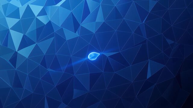 Abstract Blue Geometric Light: A mesmerizing abstract design featuring a low-polygon geometric pattern in shades of blue, with a glowing light source at its center.
