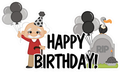 Fototapeta premium Cute Happy Birthday Celebration Designs and Funny Birthday Quotes Collection