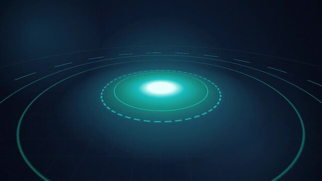 Cyan glowing target platform spinning seamless loop motion background