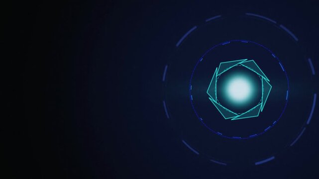 Cyan HUD camera aperture spinning seamless loop background