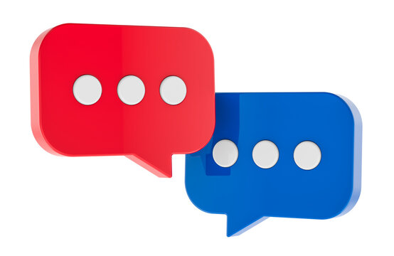 Chat bubbles for messaging, conversation and online communication. 3D rendering