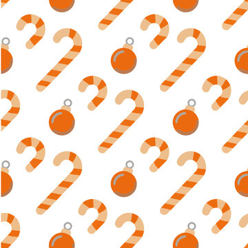 Christmas candy canes and ornaments pattern