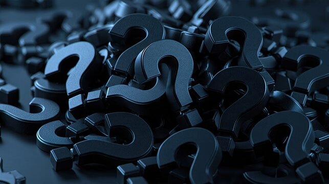 Pile of Dark Question Marks Symbolizing Confusion, Uncertainty, and Seeking Answers