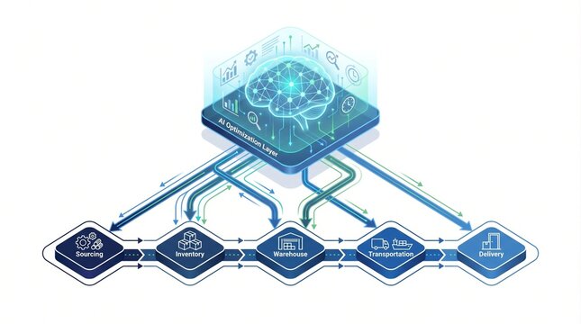 Abstract digital network with glowing connections representing data flow and future technology