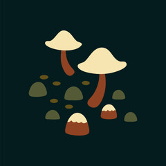 Fototapeta premium Mushroom clipart, aesthetic nature cartoon illustration vector