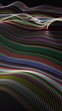 Fantastic vertical video animation with particle wave object in slow motion, 2304x4096 loop 4K