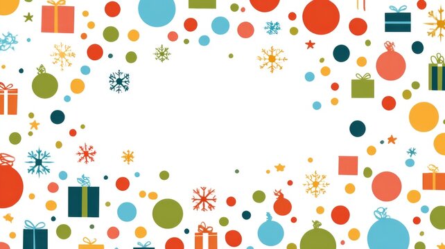 Vibrant holiday celebration with colorful gifts and festive decorations
