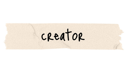 Obraz premium Creator png word, torn paper digital sticker in transparent background