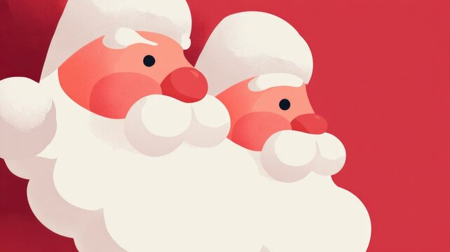 Playful santa claus illustrations with red background for festive cheer