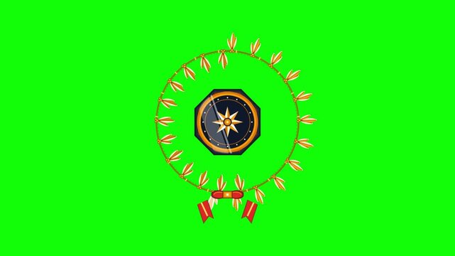 Animated Gold Laurel Wreath Embellished with a Nautical Compass Symbol