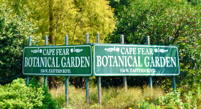 Cape Fear Botanical Garden Sign, Fayetteville, North Carolina, USA