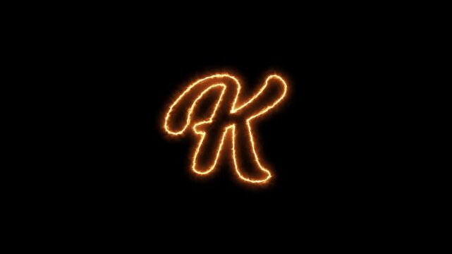 Modern Electric Neon Light Cursive Letter K Motion Background