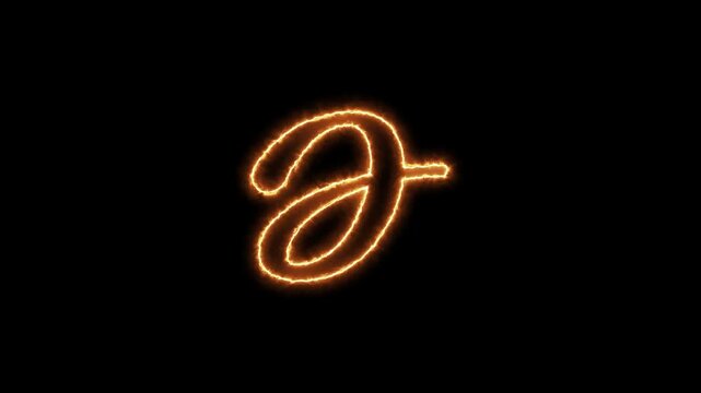 Fiery Neon Orange Alphabet Letter J Writing Motion Graphics Video