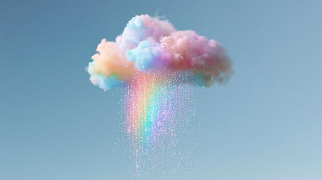 pastel rainbow cloud raining opalescent sparkles