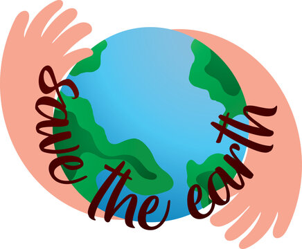 Save the Earth Hand Lettering with Global Environmental Message