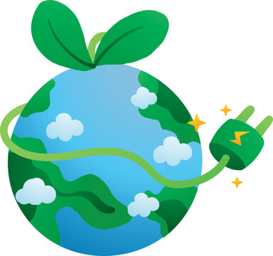 Green Planet with Leaves and Eco Friendly Environmental Symbol