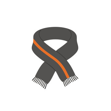 Gray scarf with orange stripe and fringe