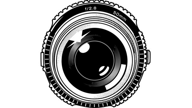 Graphic Illustration of a 50mm Camera Lens