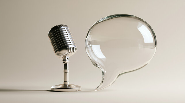 Microphone and speech bubble representing communication and voice