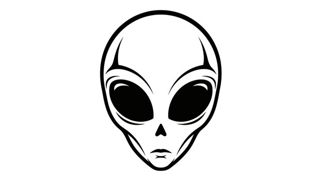 Minimalist Black and White Alien Head Icon Graphic