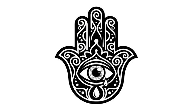 Hamsa Hand Symbol with Crying Eye Design