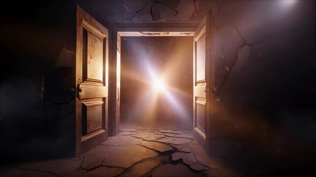 A light shining through door
