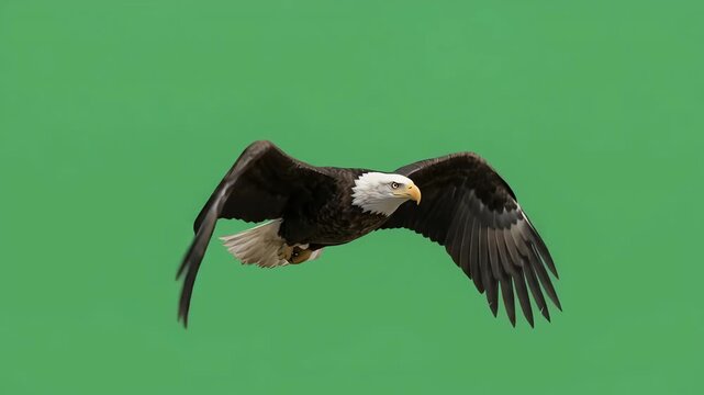 Bald eagle in flight isolation.
