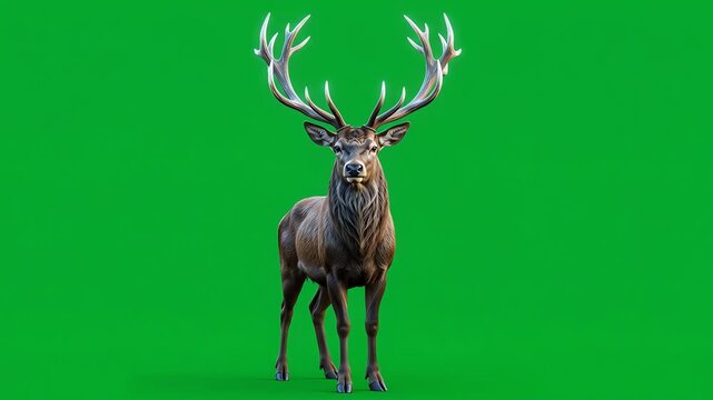A noble stag standing forward.

