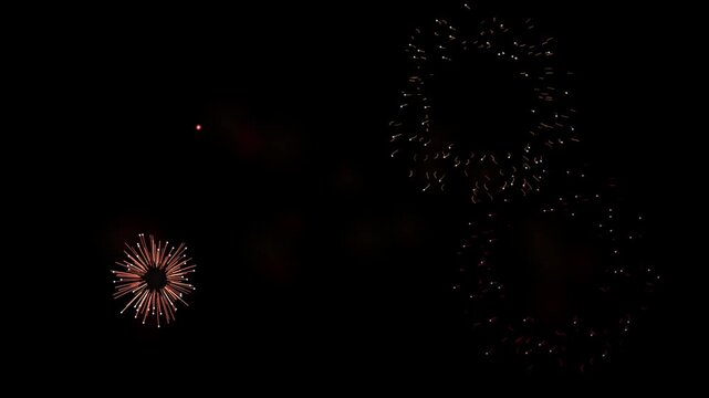 Colorful fireworks light up the night sky. Happy New Year!