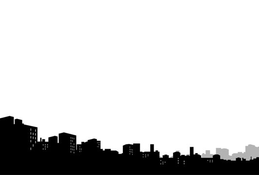 都市の街並みのシルエットイラスト